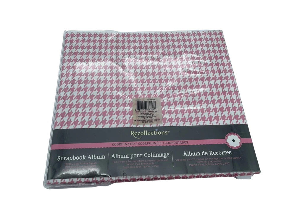 Libro de recortes Recollections 8"x8" 10 páginas rojo/blanco pata de gallo ¡NUEVO!! Foto 2 de 2