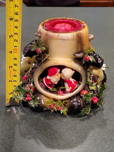 Vintage Christmas Middle Earth Candle House Santa Mrs The Stump Carved Candle - 第 9/9 張圖片