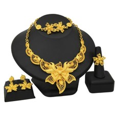 Bollywood Indian 24K Gold Plated Jewelry Wedding Beautiful Necklace Earrings Set