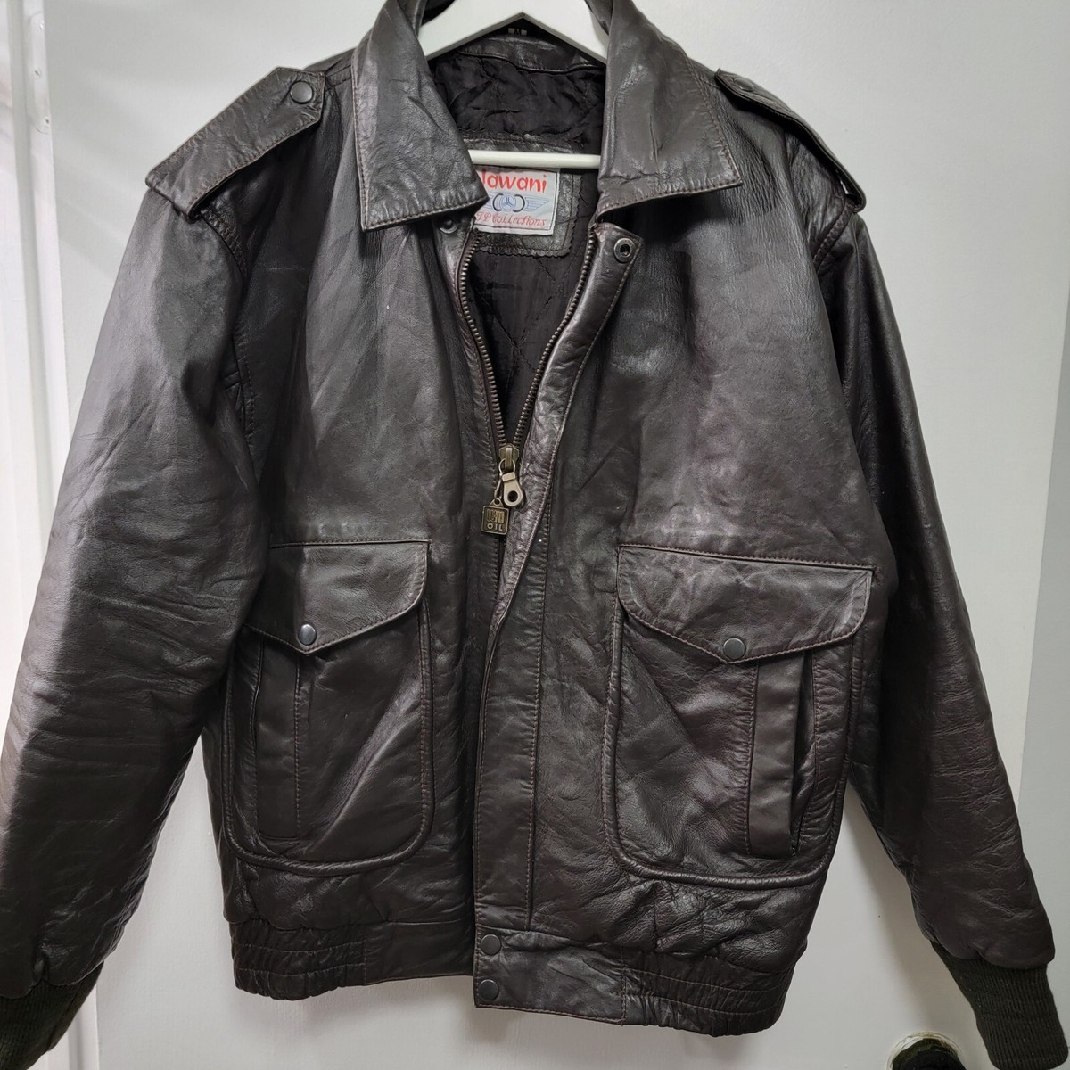 JAWANI GTP Collections Brown Leather Bomber Jacket Size JAWANI GTP Collections Brown Leather Bomber Jacket Size