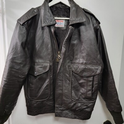 a*2様 stjohn'sbay leather bomber jkt old 1990s St Johns Bay Leather Bomber Jacket Size XL/2XL – Palmo