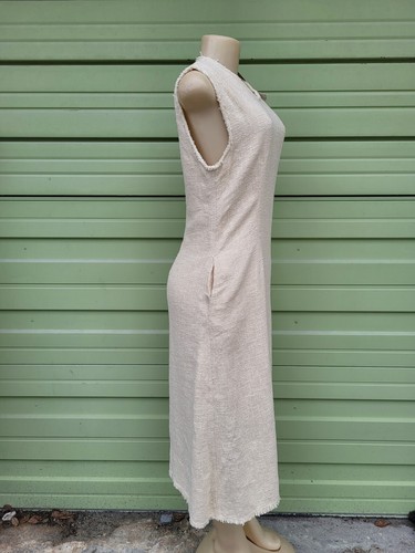 ZARA WOMAN BEIGE TWEED MIDI DRESS SLEEVELESS size L 2408/467 - Picture 11 of 12