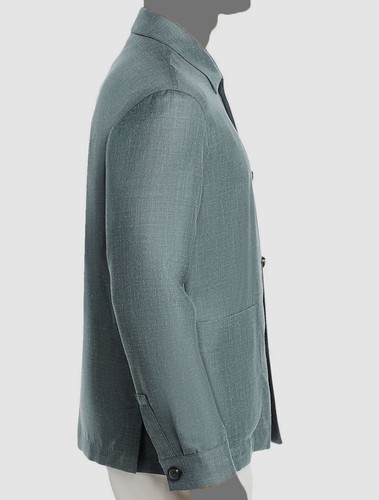 Bloomingdale's Men's Green Regular Fit Melange Twill Chore Jacket Size 38R - Picture 2 of 4