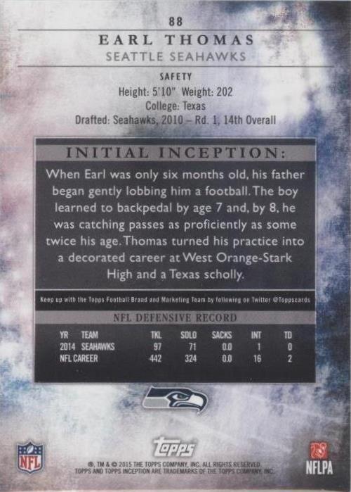 2015 Topps Inception Earl Thomas III #88