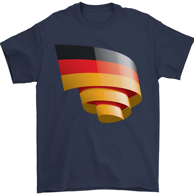 Curled Germany Flag German Day Fußball Herren T-Shirt 100% Baumwolle