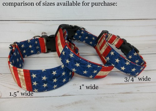 USA PATRIOTIC Old World Stars Stripes Dog Collar Custom made Adjustable 4TH JULY - Picture 9 of 17