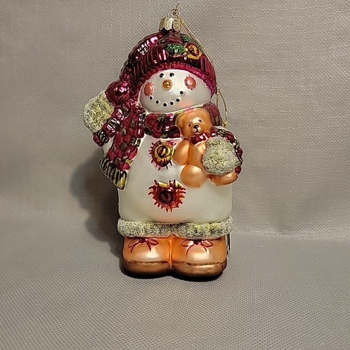 Mundgeblasener Glas Schneemann Christbaumschmuck von American Greetings 6" Höhe