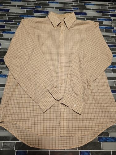 Van Heusen beige kariertes Langarmhemd für Herren Größe M