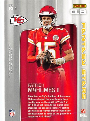 Score Fantasy Stars #1 2019 Patrick Mahomes II p2s-12952 - Imagen 2 de 2