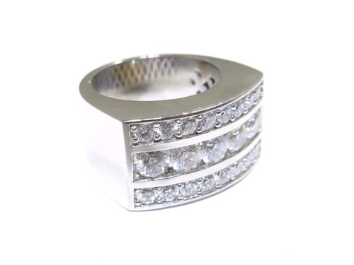 14k White Gold Channel & Prong Set 2.20ct Round Cut White Diamond Ring - Picture 2 of 6