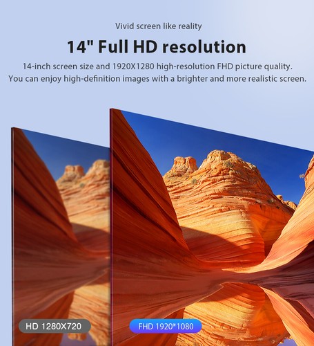 UPERFECT 14" Touchscreen 1920*1080 Portable Monitor LCD Screen w/VESA 100% sRGB - Picture 3 of 13