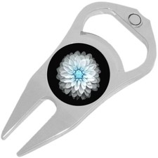 Flower on Black Golf Ball Marker Divot Repair Tool Bottle Opener