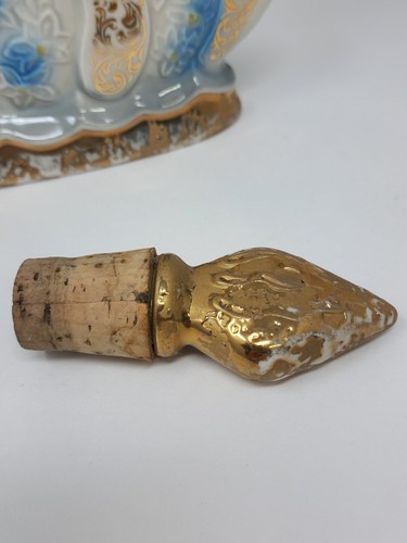 MCM Vintage Jim Bean Empty Whisky Decanter Bottle 1970 Italian Style Blue Gold - Imagen 9 de 10