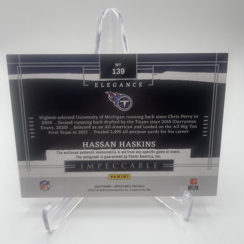 Hassan Haskins /5 RC Auto 2022 Impeccable Rookie Auto NFL Shield Ball/Helmet RPA - Bild 5 von 5