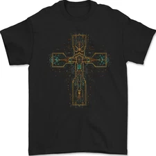 A Circuit Board Cross Gothic Goth Techy Mens T-Shirt 100% Cotton