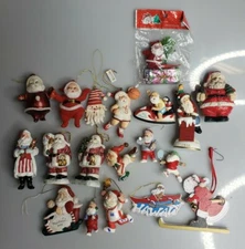 Vtg 19pc Santa Ornament Lot Various Brands