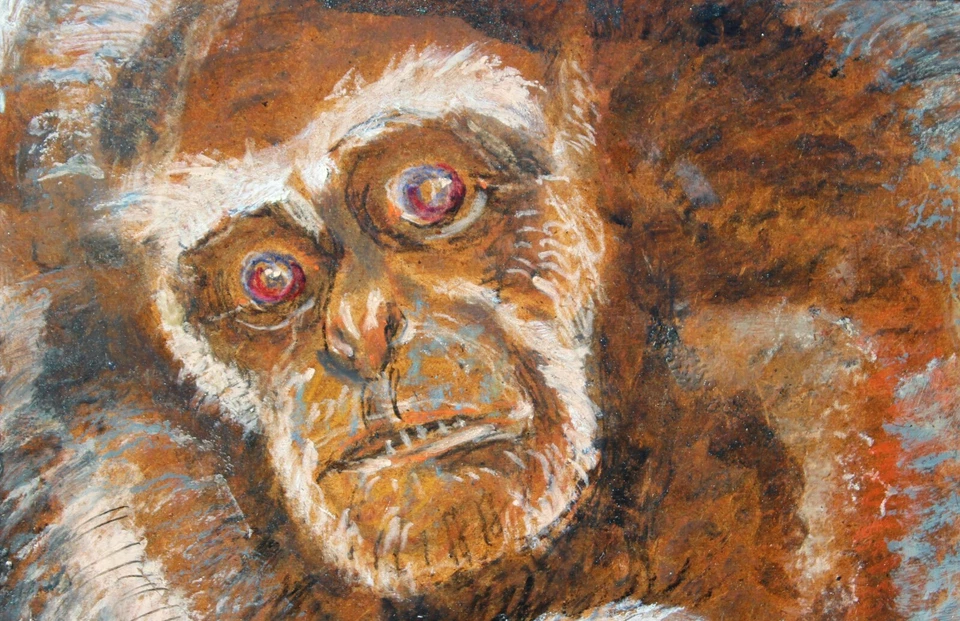 Monkeys, Painting, Animals, Africa,Chimpanzee,Art Deco,France - image 3 of 4