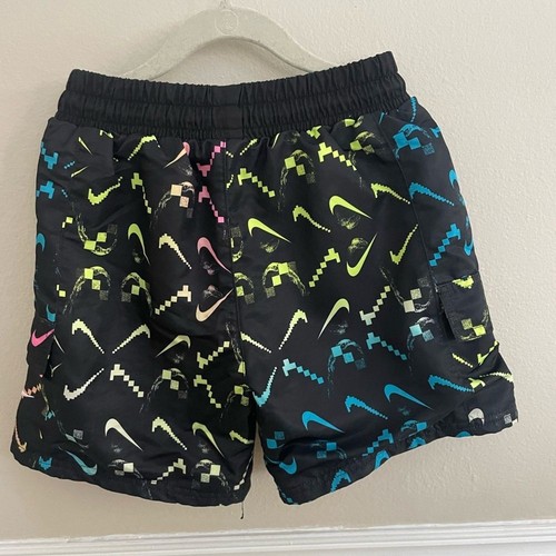 Nike Boys Black Multi Color Logo Size Medium Swim Shorts - Picture 5 of 8
