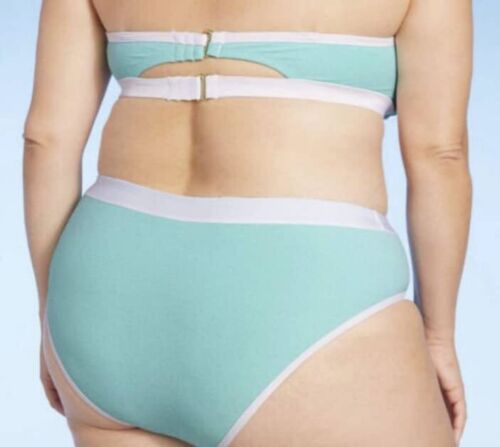 Kona Sol Women's Plus Size Swimsuit Bandeau Bikini Top/High Waist X/1X/2X/3X - Picture 9 of 34