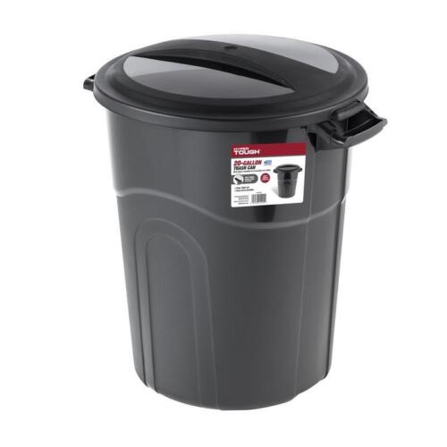 20 Gallon Heavy Duty Plastic Garbage Can W/ Locking Lid Indoor Outdoor Use Round - Picture 2 of 10
