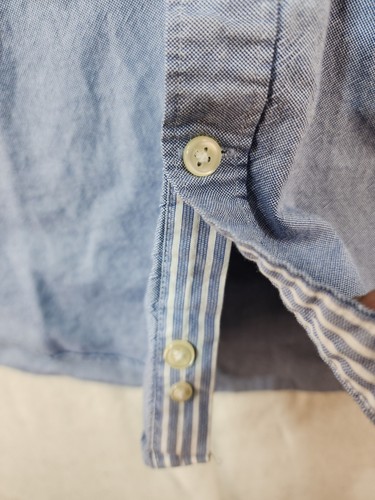 Penguin Mens Large Blue Long Sleeve Flip Cuff Button Up Shirt - Picture 10 of 11