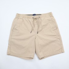 GAP 7" Drawstring Chino Shorts Mens Small Light Beige Khaki Cotton Casual Preppy