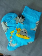 Paar ausgefallene blaue Socken SEBBE Boje Brille Zoo Damen 37 38 39 40 41