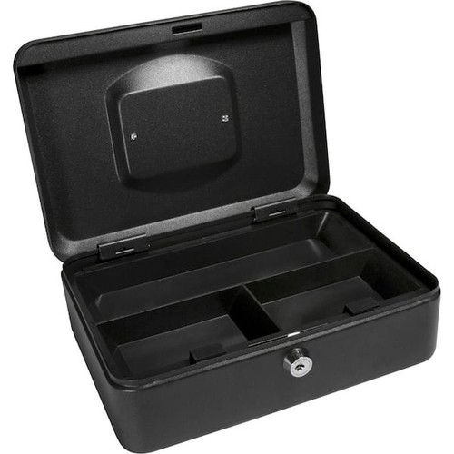 0.05 cu. ft. Steel Cash Box Safe with Key Lock, Black - Picture 2 of 7