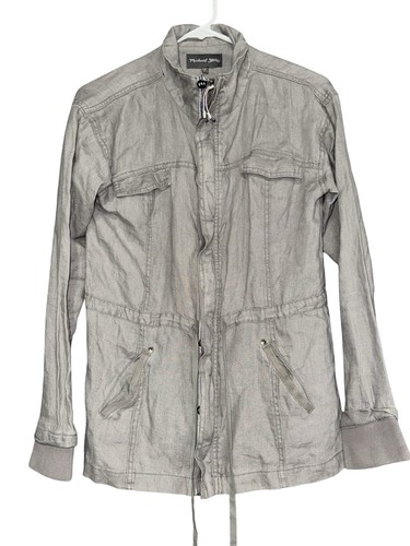 Michael Stars Frankie Linen Anorak Jacket Women’s Size S Gray Full Zip Uitility - Picture 2 of 10