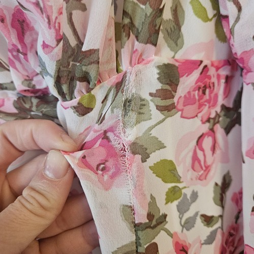 Betsey Johnson Women's Size 2 Pink Roses Floral Wrap Dress - Picture 4 of 14