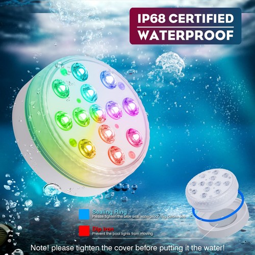 Pool Lights - Submersible LED Lights with Magnet and Suction Cups, 16 Color C... - Picture 5 of 7