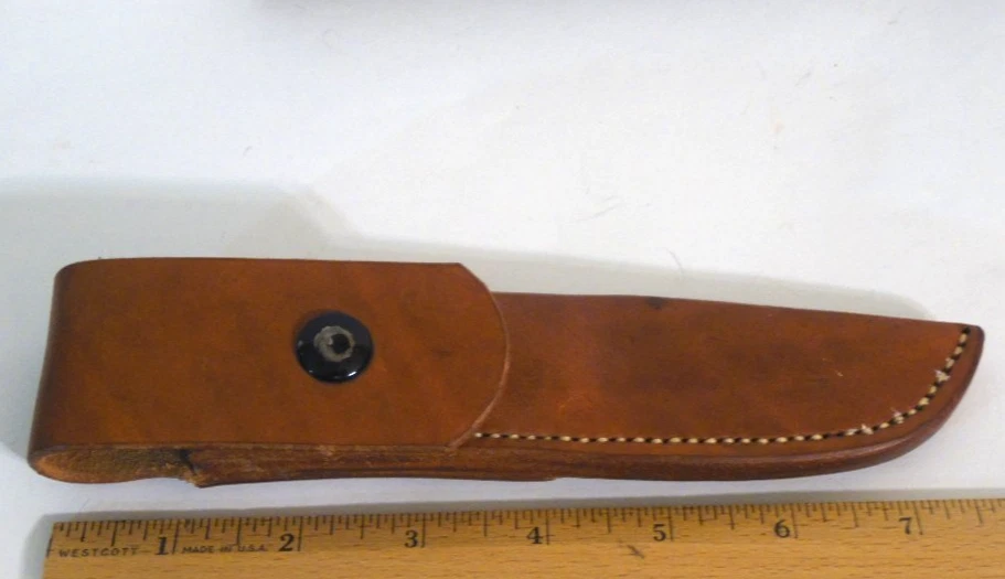 Funda de cinturón de cuero Thompson Center años 90 hoja fija pequeña, trampero, cazador, de colección Foto 3 de 4