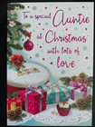 Auntie Christmas card, traditional, verse,  9" x 6"