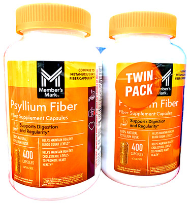 Member's Mark 100% Psyllium Husk Fiber Capsules 2 x 400 Count EXP 05/2027
