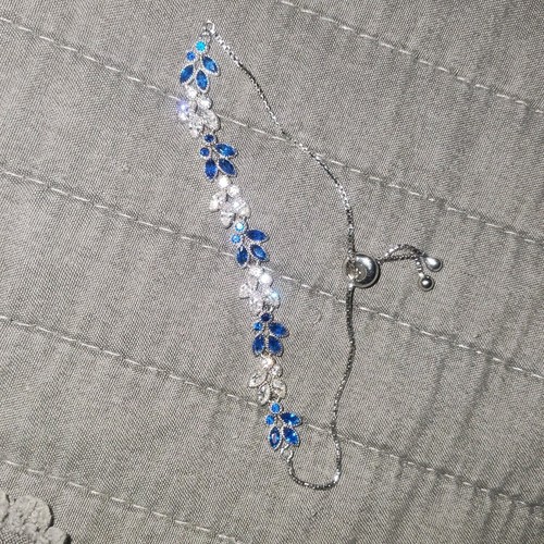 Bracciale regolabile Cote D'Argent blu sterling e cristallo e vite floreale FZN925CN - Foto 2 di 8