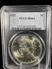 1922 $1 Peace Dollar PCGS MS64 Silver Coin