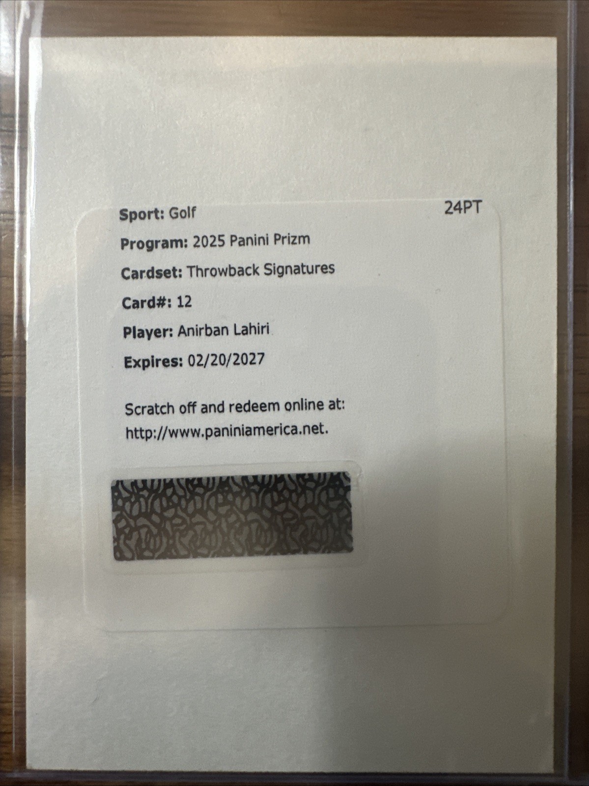 2025 Panini Prizm LIV Golf Anirban Lahiri Throwback Signatures Redemption