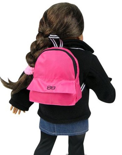 Hot Pink Backpack compatible w/ 18" American Girl Back-To-School - Picture 2 of 4