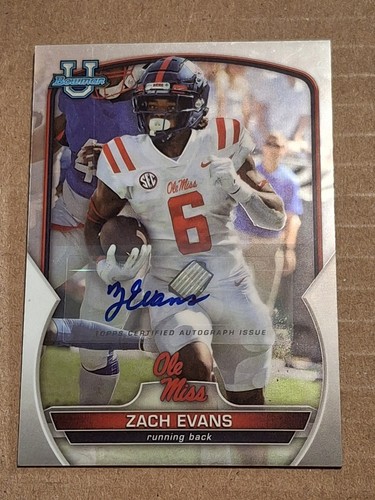 2022 ZACH EVANS BOWMAN CHROME AUTOGRAPHED AUTO ROOKIE CARD RC #10 RAMS OLE MISS - Afbeelding 1 van 3