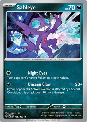 Sableye Holofoil PAL 136/193 R NM
