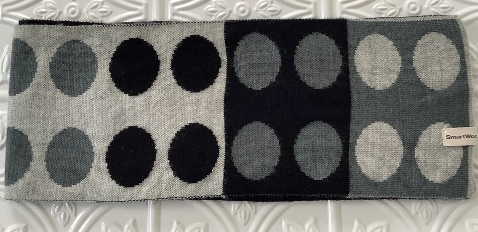 Smartwool Negro Gris y Blanco Reversible Mezcla Lana Círculos Geométricos Foto 2 de 4