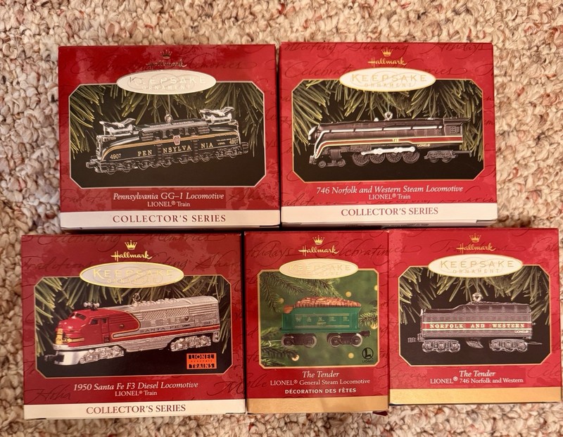 HALLMARK KEEPSAKE CHRISTMAS ORNAMENT LIONEL TRAIN LOT OF 5 NEW