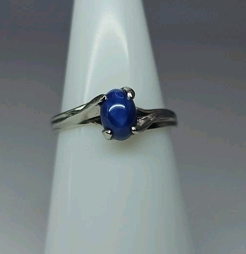 Vintage Resco Lindy Star Blue 10K White Gold Ring Size 6.5 1.9g - 第 1/18 張圖片