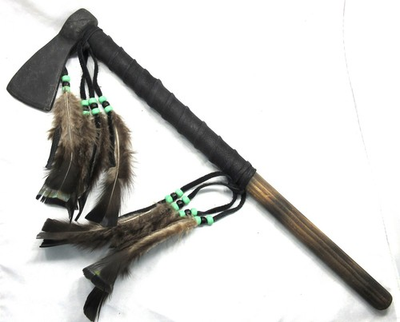 #ad Native American Tomahawk War Club Cherokee Made Battle Axe WallDecor COA#69 $41.39