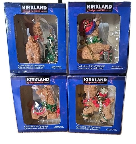 Kirkland Signature Collectible Gift Ornaments Set of 4 NIB Christmas Reindeer - Picture 2 of 14