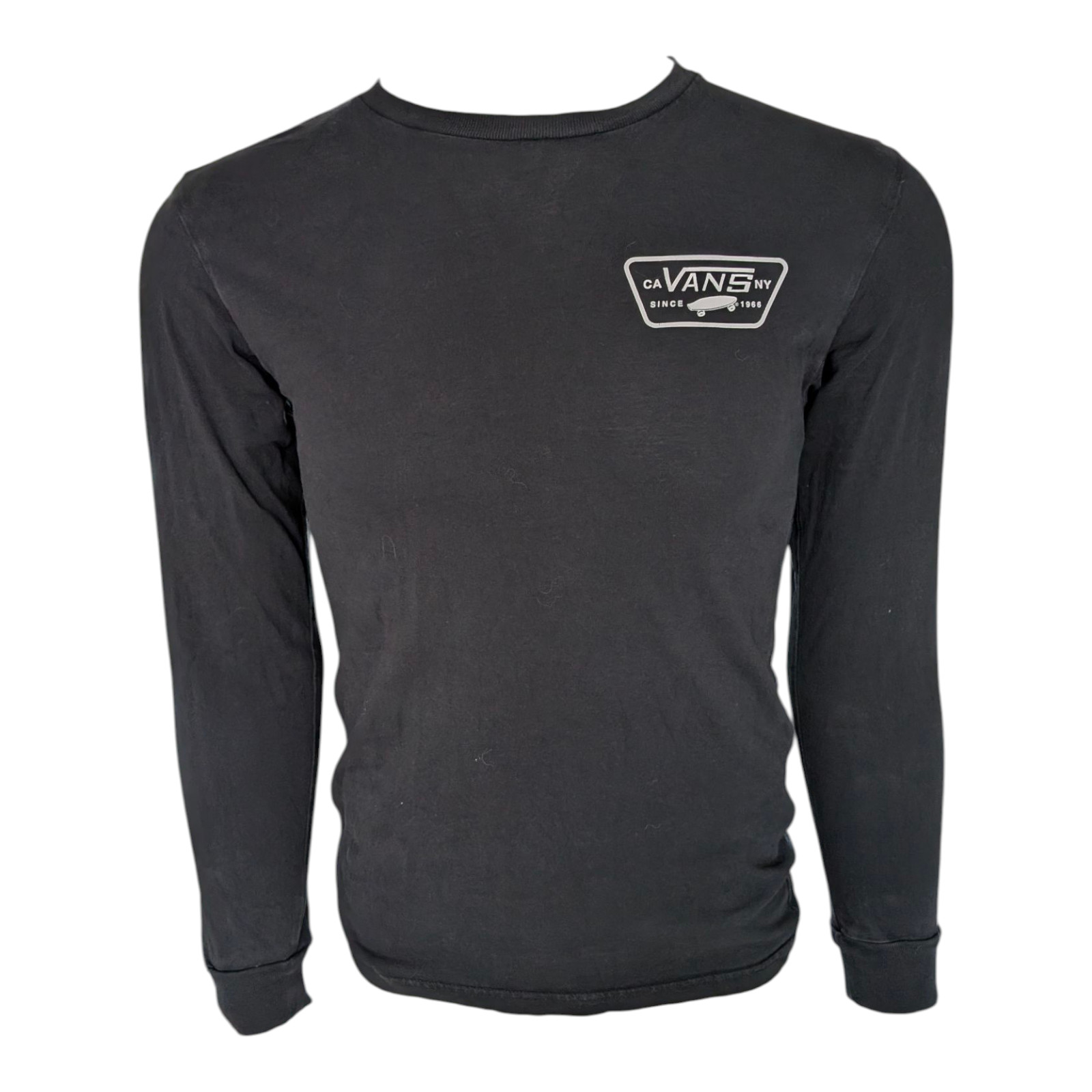 Vans Herren Small Schwarz Langarm T-Shirt Classic Fit CA NY Logo 100% Baumwolle