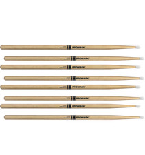 4 PACK ProMark Rebound 7A Hickory Drumsticks, Oval Nylon Tip