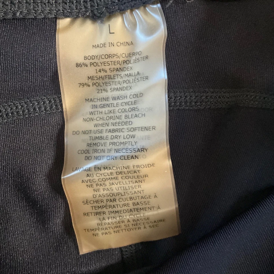 Leggings capri atléticos cintura elástica malla floral azul marino Betsey Johnson L Foto 3 de 4