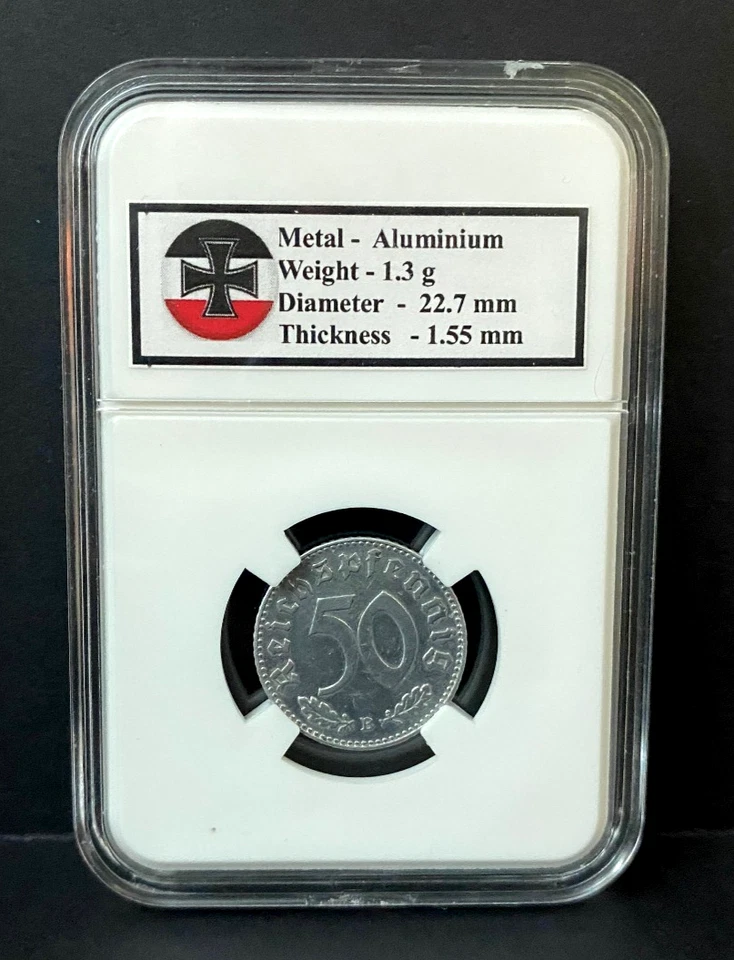 WWII Nazi Germany Third Reich 50 Pfennigs 1944-B Vienna Mint – Uncirculated - Image 2 of 2