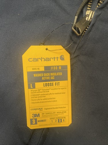 Carhartt Navy Loose Fit Washed Duck Insulated Active Jacket Size XL Model J130-M - Bild 3 von 6